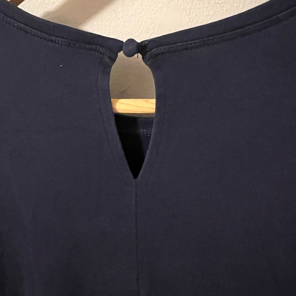 Eileen Fisher $238 Indigo Fluid Tencel Roundneck Knee Length Dress Size Small - Picture 8 of 9